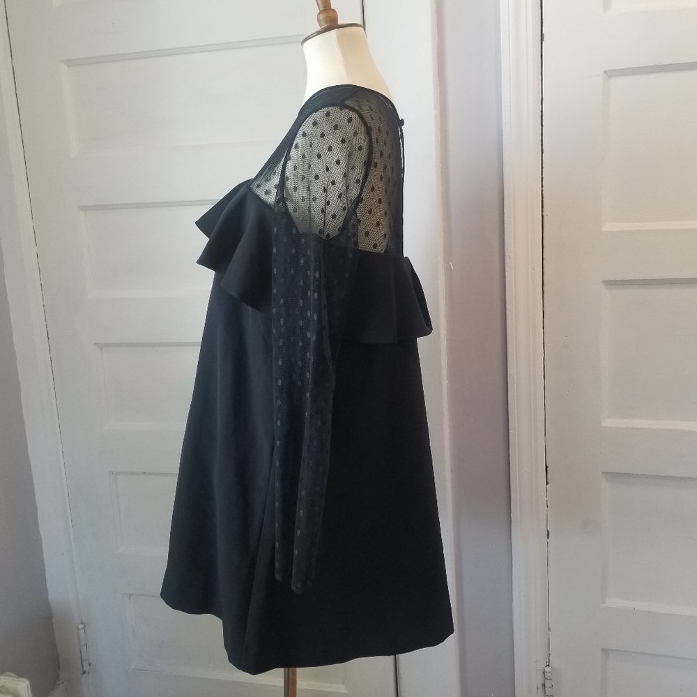 NWOT Milly Black Sophie Illusion Dot Dress, Size 10 - Picture 11 of 16